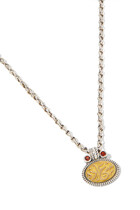 Happiness Pendant, 18k Yellow Gold & Sterling Silver with Garnet Chain